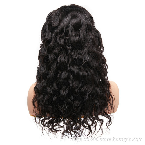 MegaLook Overnight Delivery Natural Hairline Virgin Indian Human Hair Water Wave 360 Lace Frontal Wig